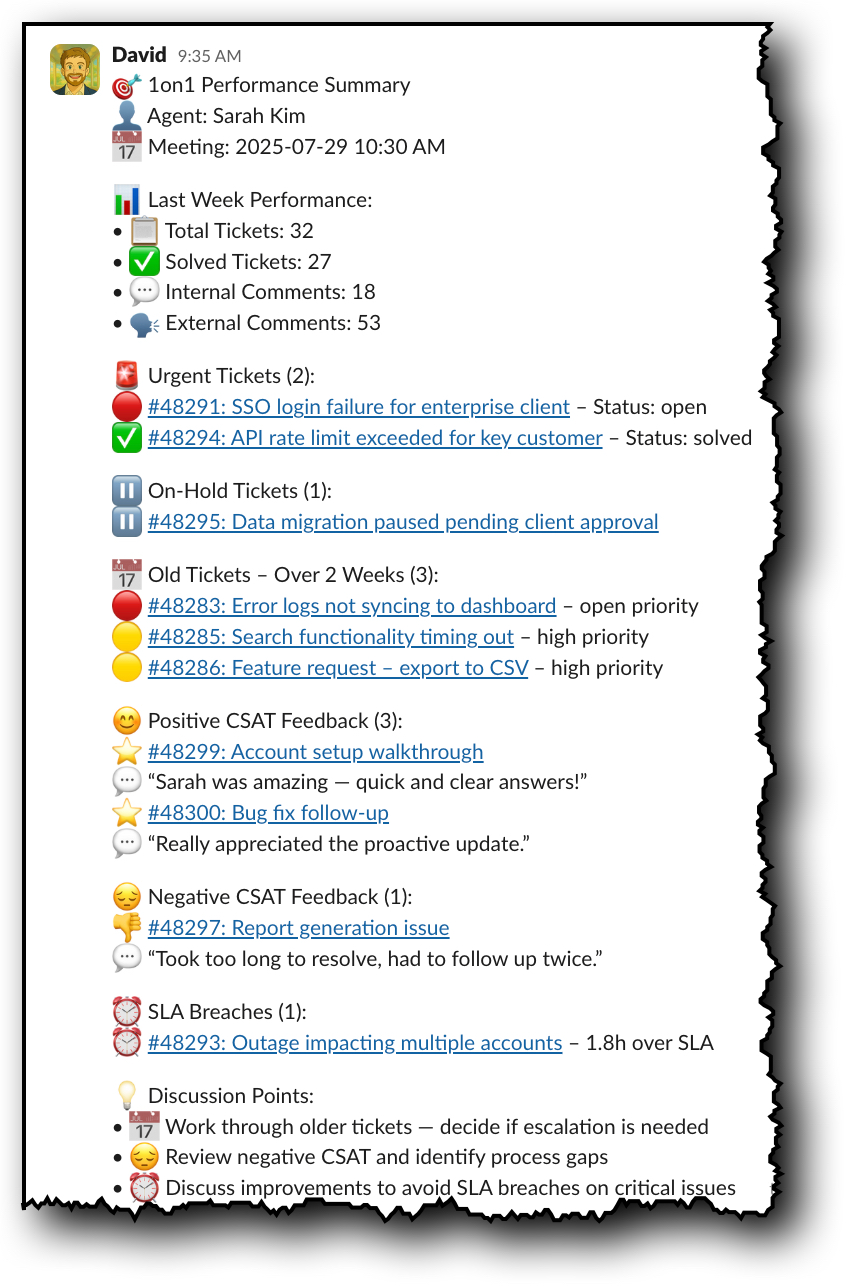 Sample Slack post